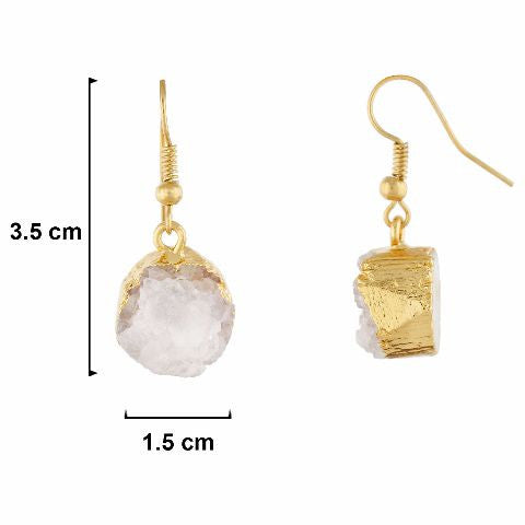 White colour Round shape Stone Studded Earring