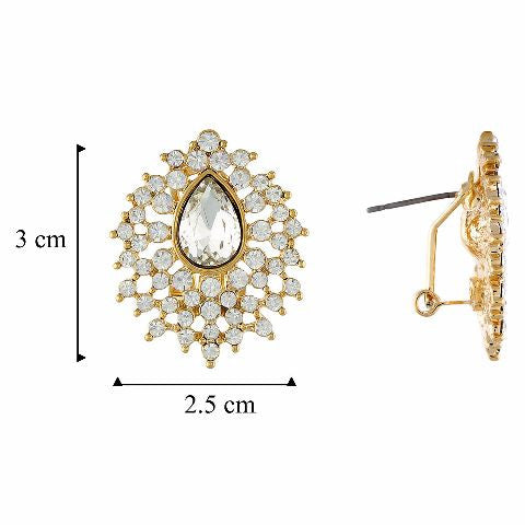 Gold colour Drop shape Stone Studded Earring