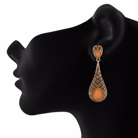 Gold colour Drop shaped shape Stone Studded Earring