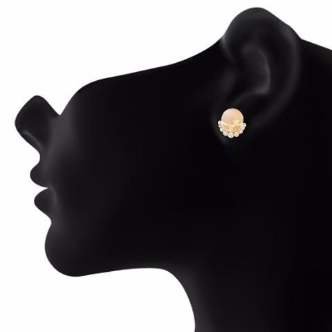 Gold colour Round shape Stone Studded Earring