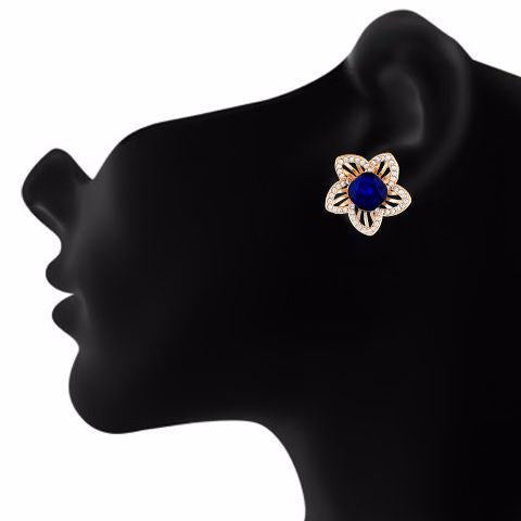 Gold colour Floral shape Stone Studded Earring