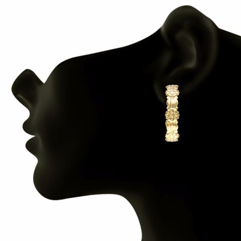 Gold colour Round shape smart carving Earring