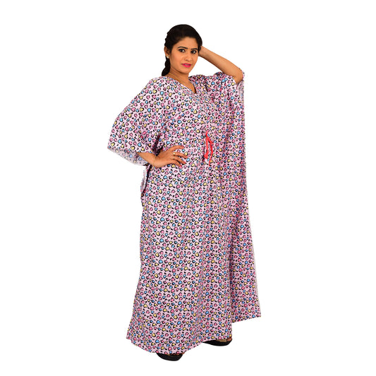 Digital Printed Rayon Blend Kaftan For Women - Pink