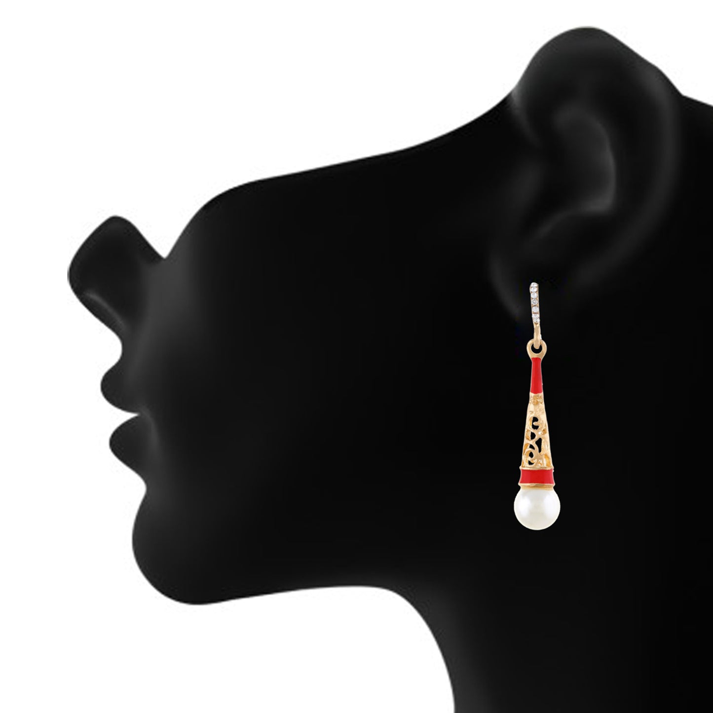 Red and Gold colour Drop Design Hanging Earrings for Girls and Women