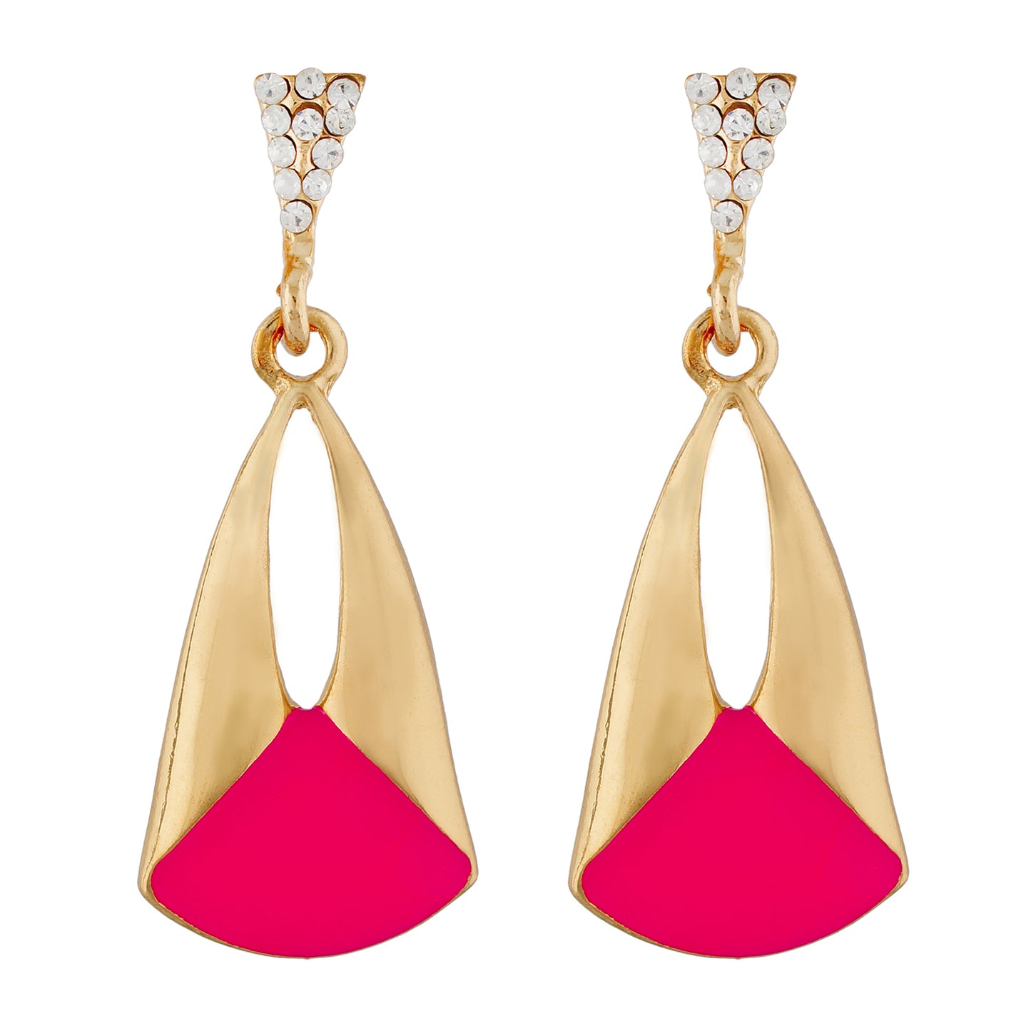 Classy Pink and Gold Colour Drop Shape Earring for Girls and Women