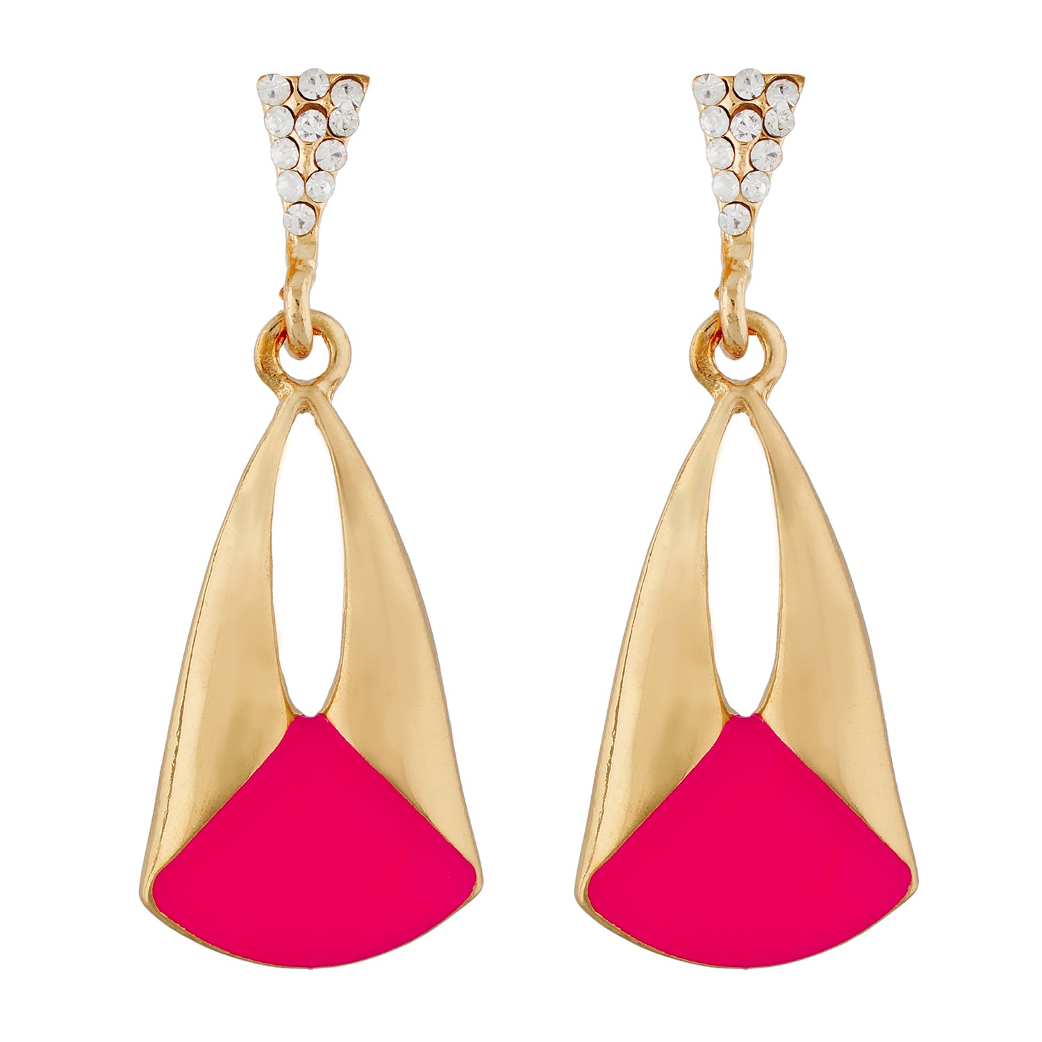 Classy Pink and Gold Colour Drop Shape Earring for Girls and Women