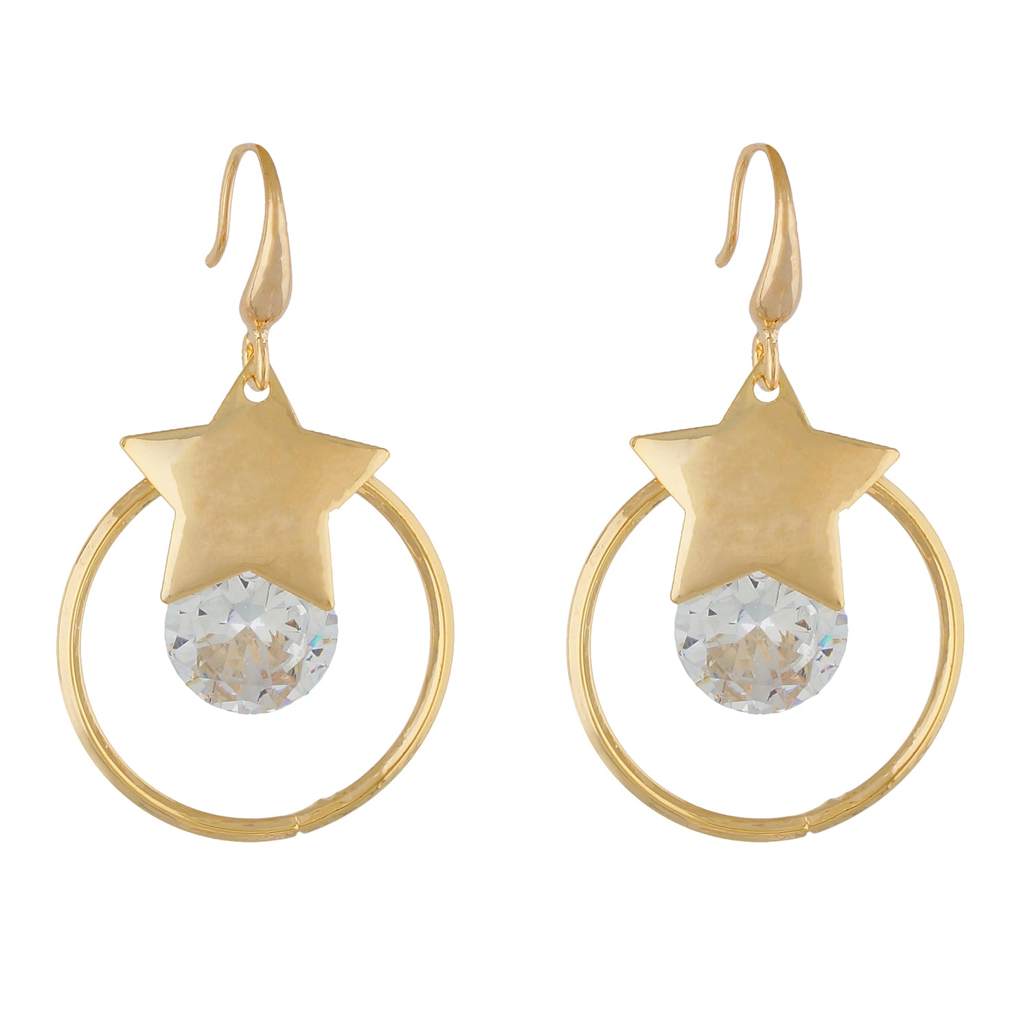 Trendy Gold Colour Star and Round Design Earring for Girls and Women