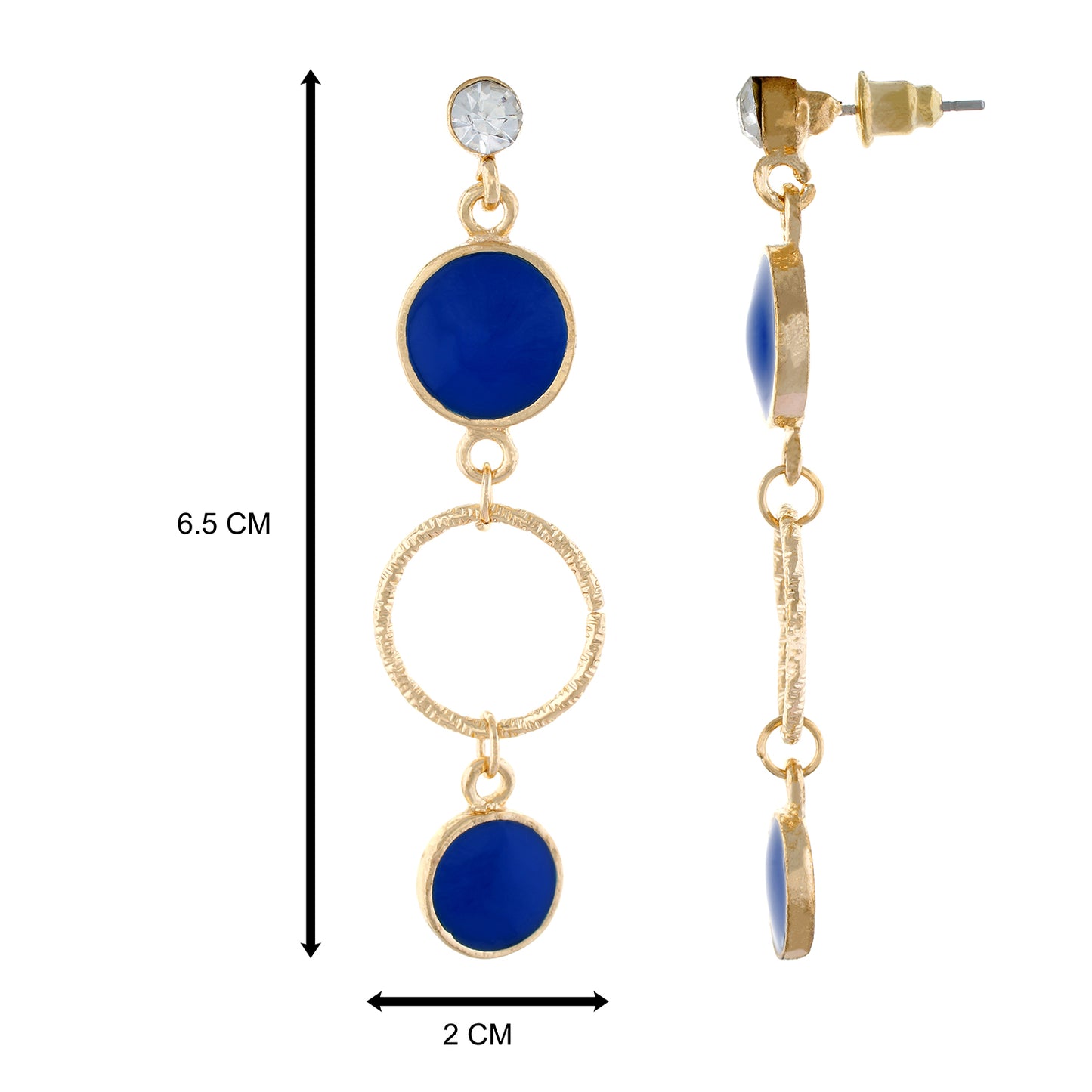 Blue colour Round Design Hanging Earrings for Girls and Women
