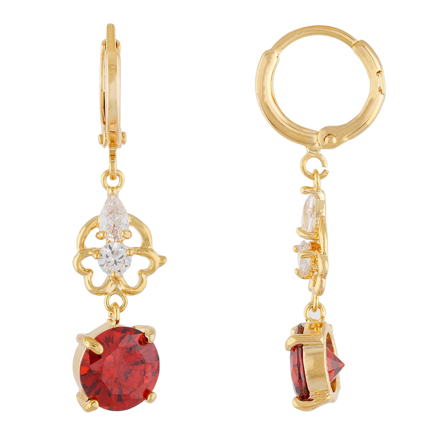 Awesome Red and Gold Colour Floral Design Pearl Earring for Girls and Women