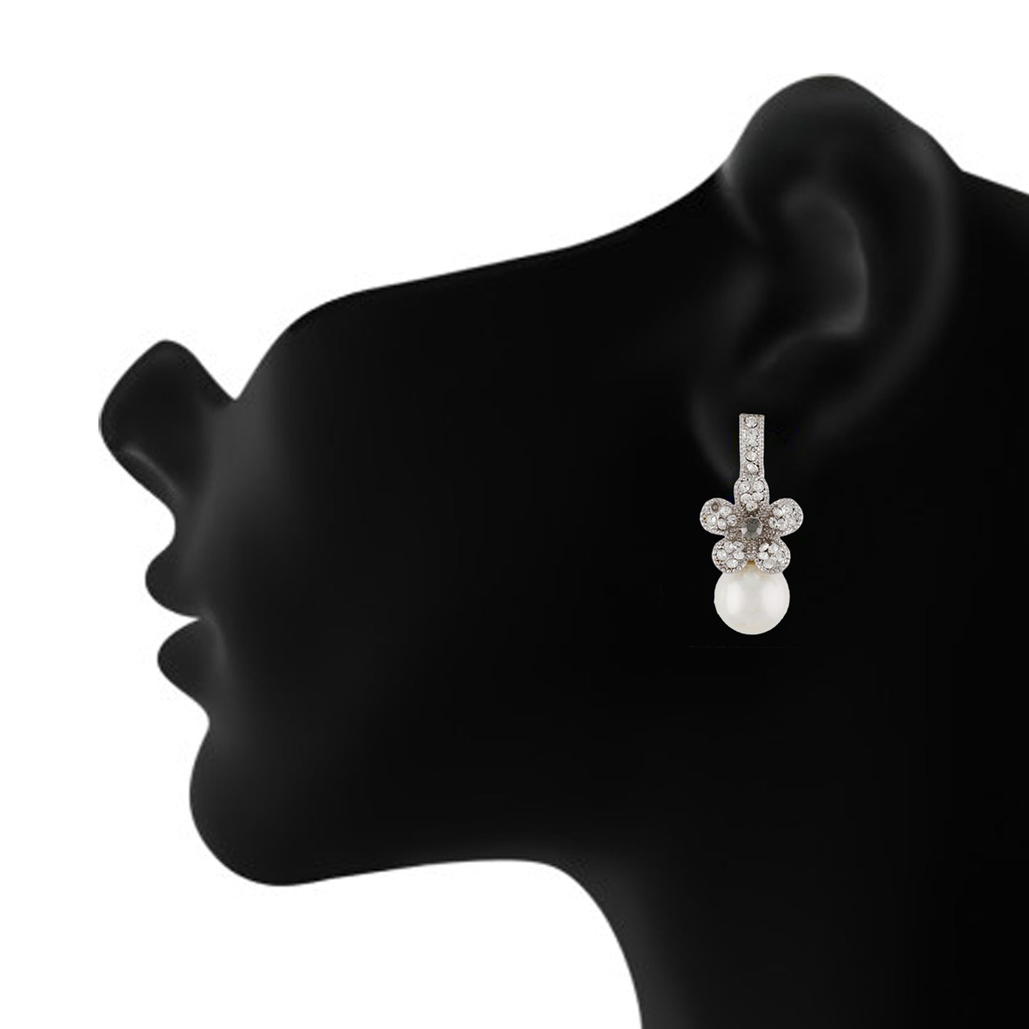 Trendy Silver Colour Floral Shape Earring Pearl Studded for Girls and Women
