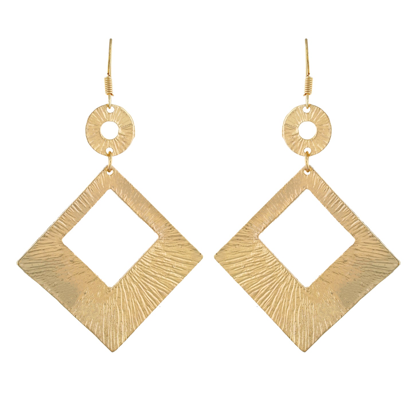 Gold colour Rhombus Design Hanging Earrings for Girls and Women
