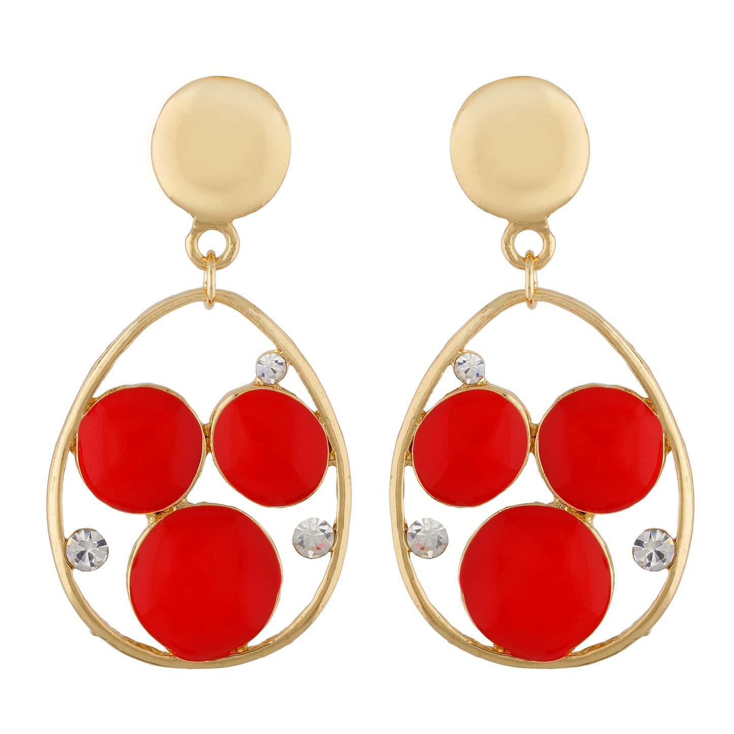 Stylish Red and Gold Colour Drop Shape Earring for Girls and Women