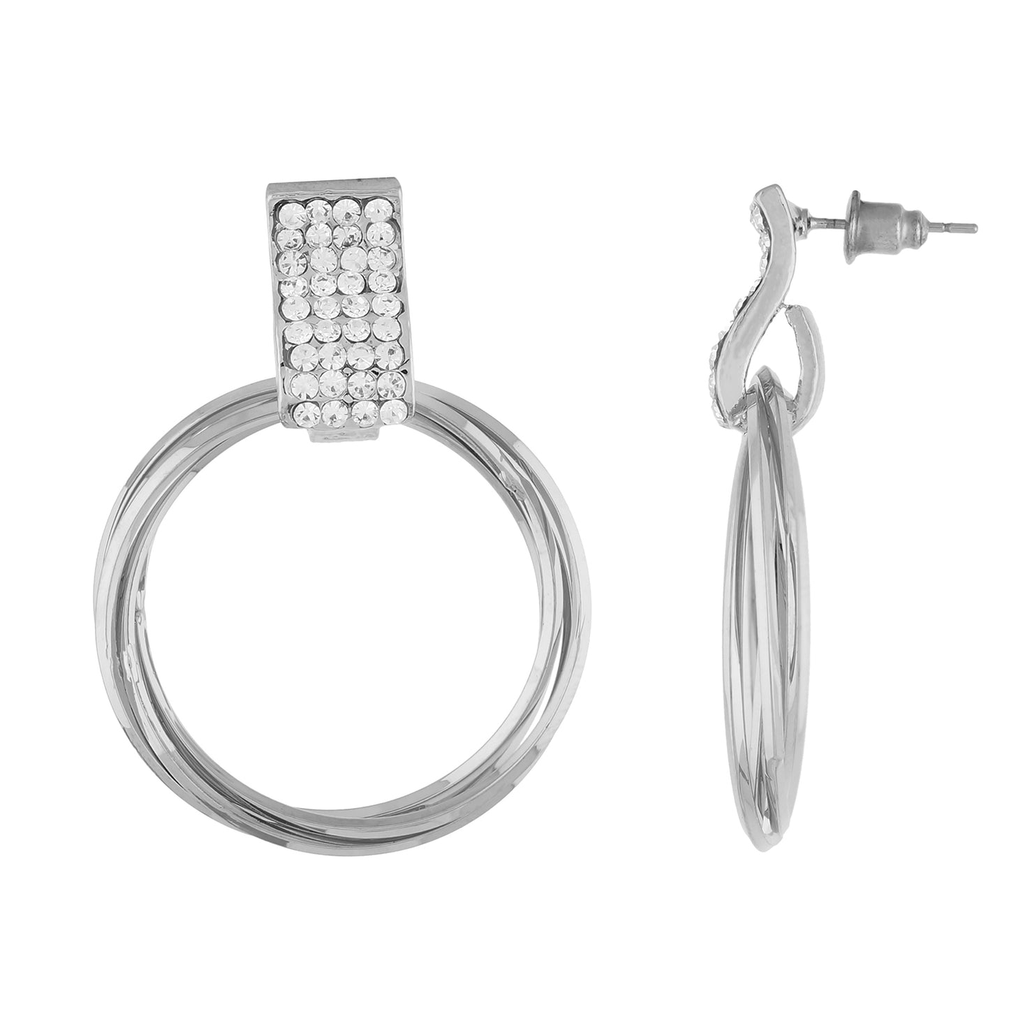 Classy Silver Colour Round Ring Design Earring for Girls and Women