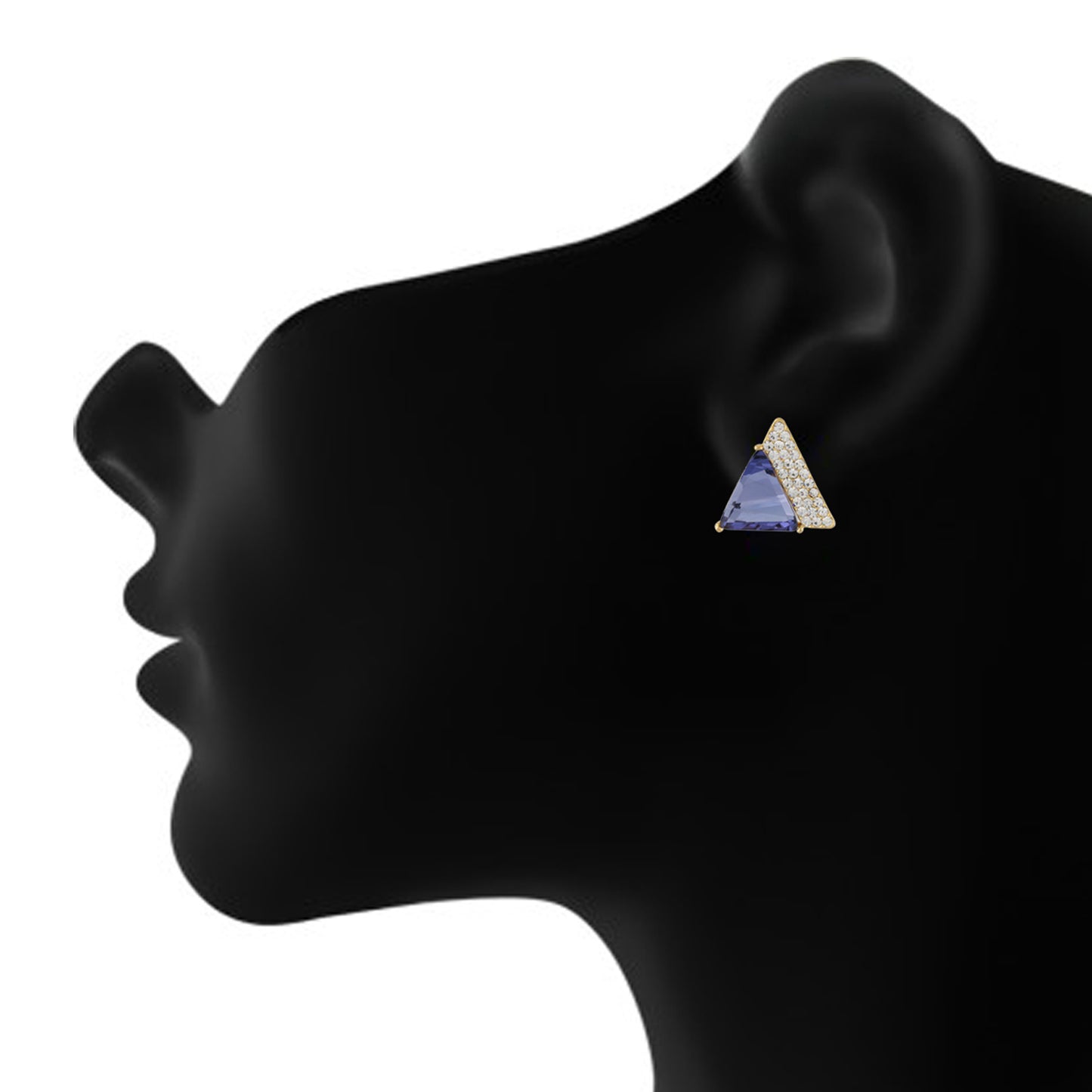 Smart Blue Colour Triangular Shape Ear Stud for Girls and Women