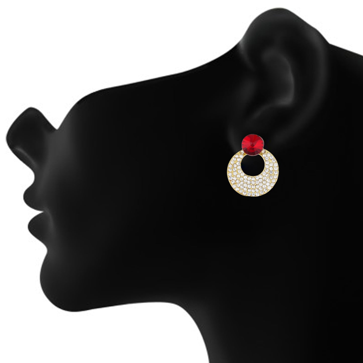 Red and Gold Colour Round Shape Ear Bali for Girls and Womens