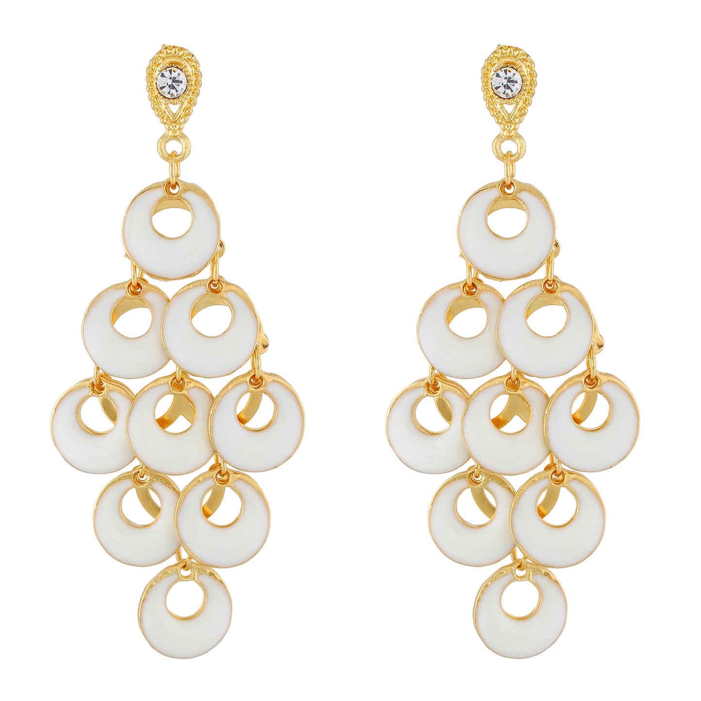 Dashing White and Gold Colour Bunch of Circles Design Earring for Girls and Women
