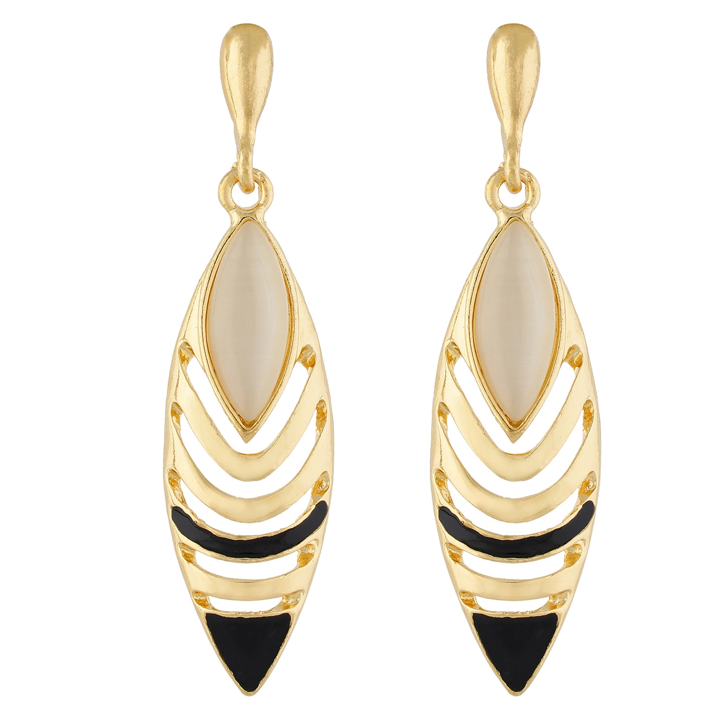Popular Black and Gold Colour Oval Shape Earring for Girls and Women
