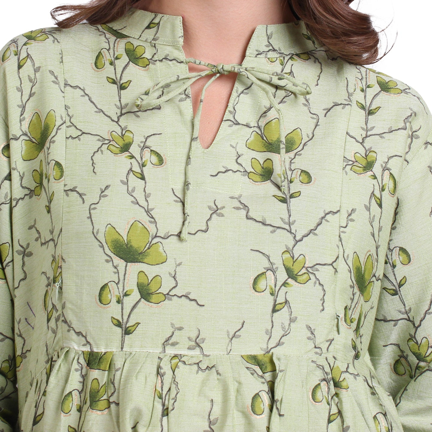 Printed Rayon Pregnancy Kurti For Women - Light Green