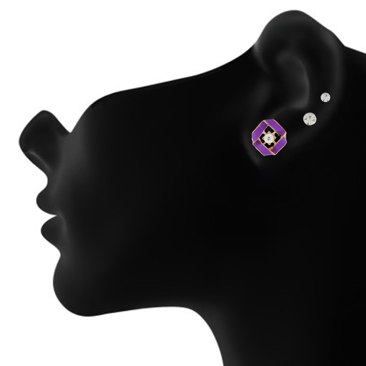 Purple colour Geometrical design  Studs for girls and women