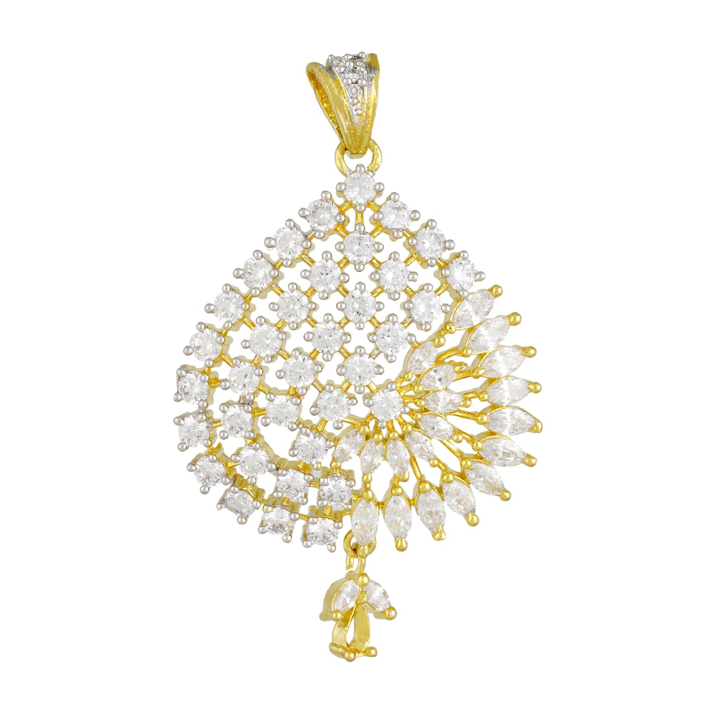 Ethnic Gold Plated CZ Copper Pendant Set for Ladies and Girls