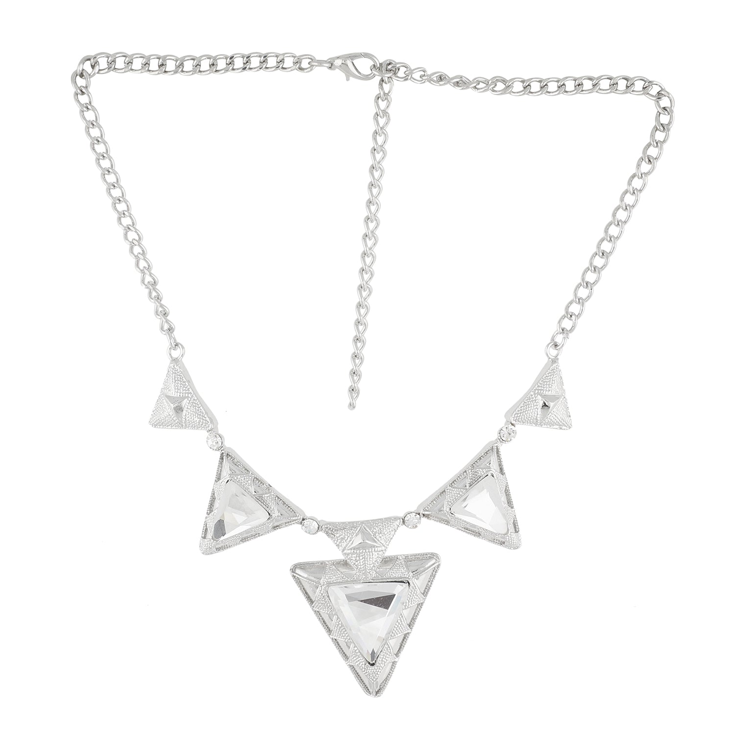 White Colour Triangular Necklace and Earrings for Girls and Women