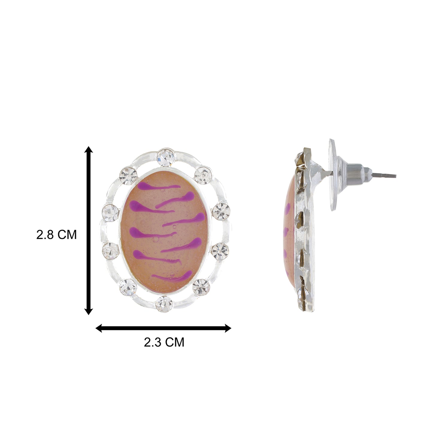 Pink colour Oval Design Stud Earrings for Girls and Women