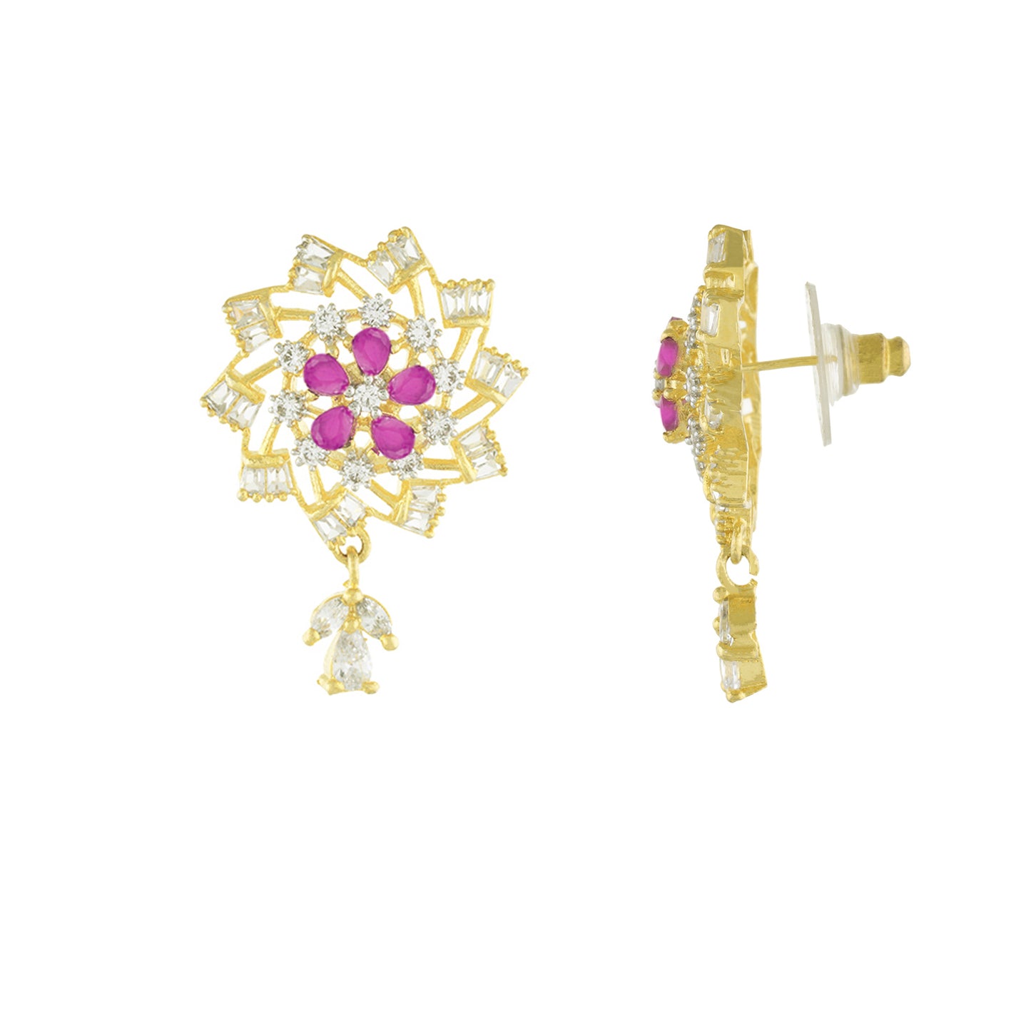 Designer Gold Plated CZ Copper Pendant Set for Ladies and Girls