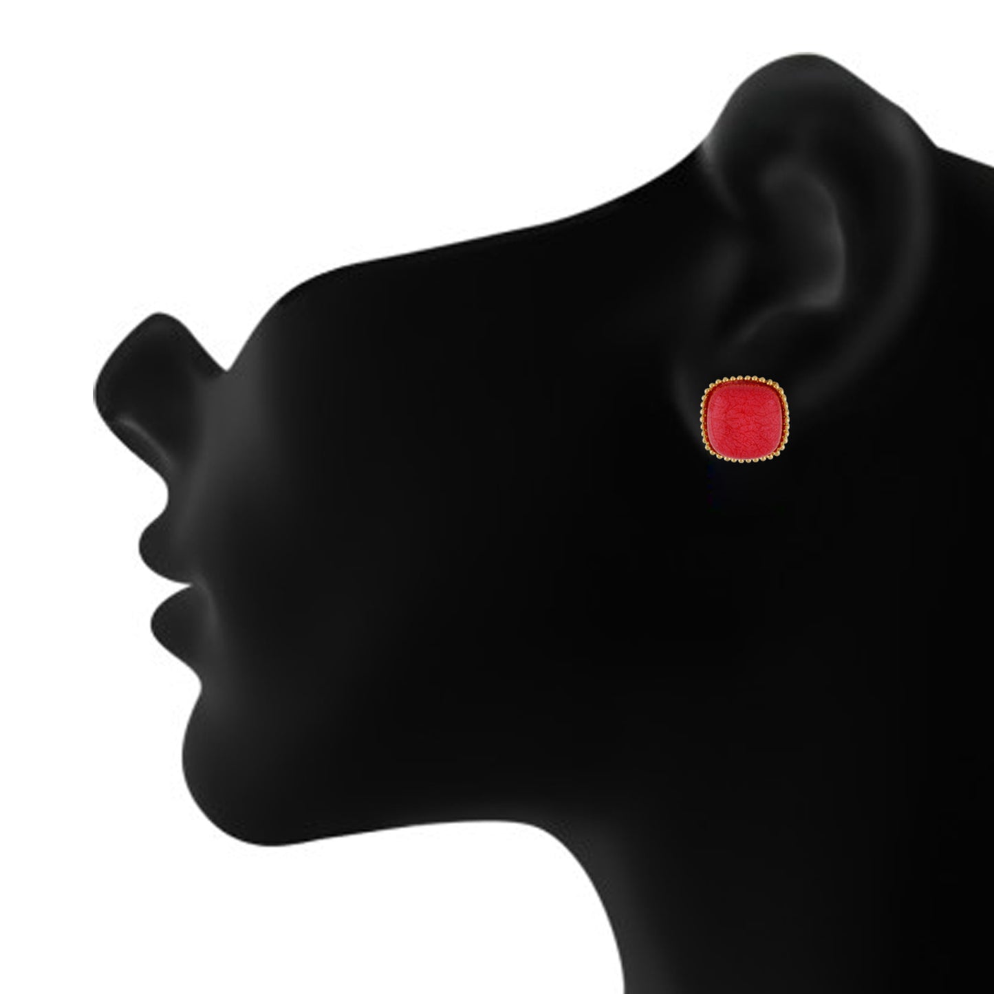 Wonderful Tomato Red Colour Square Shape Earring for Girls and Women