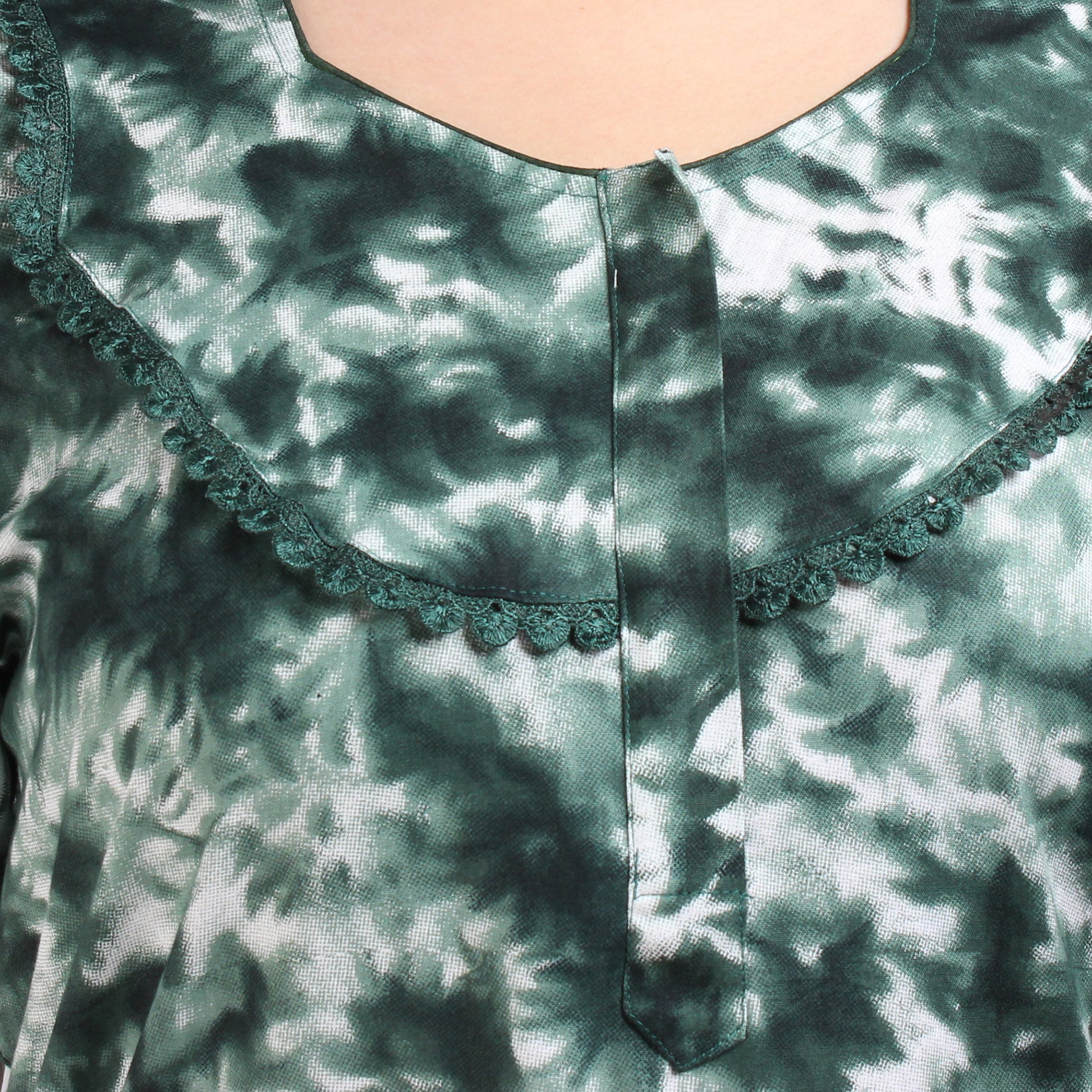 Printed Cotton Nighty For Women - Green