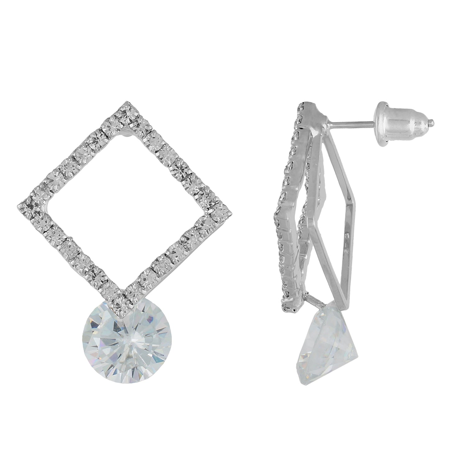 Impressive Silver Colour Rhombus Design Earring for Girls and Women