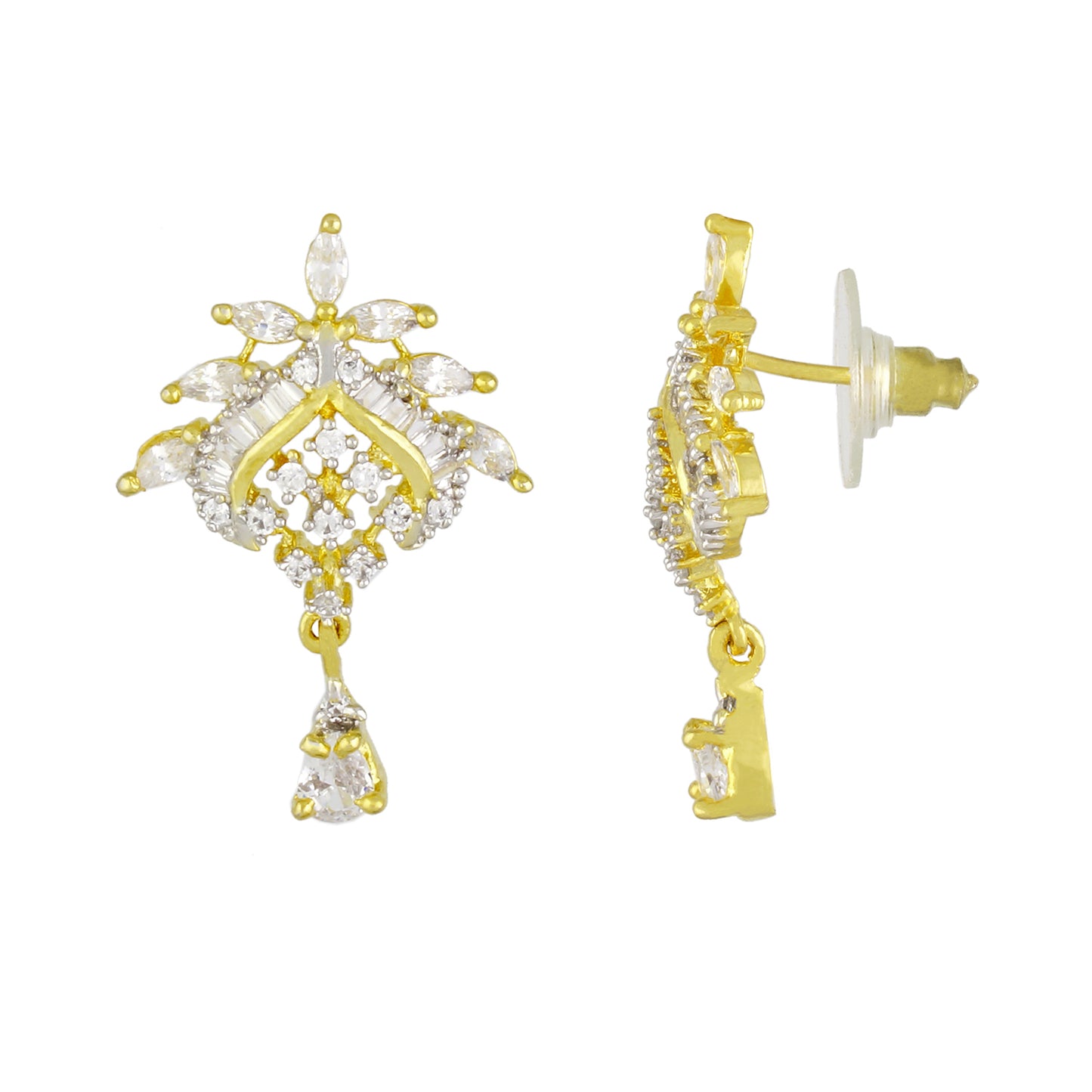 Traditional Gold Plated CZ Copper Pendant Set for Ladies and Girls