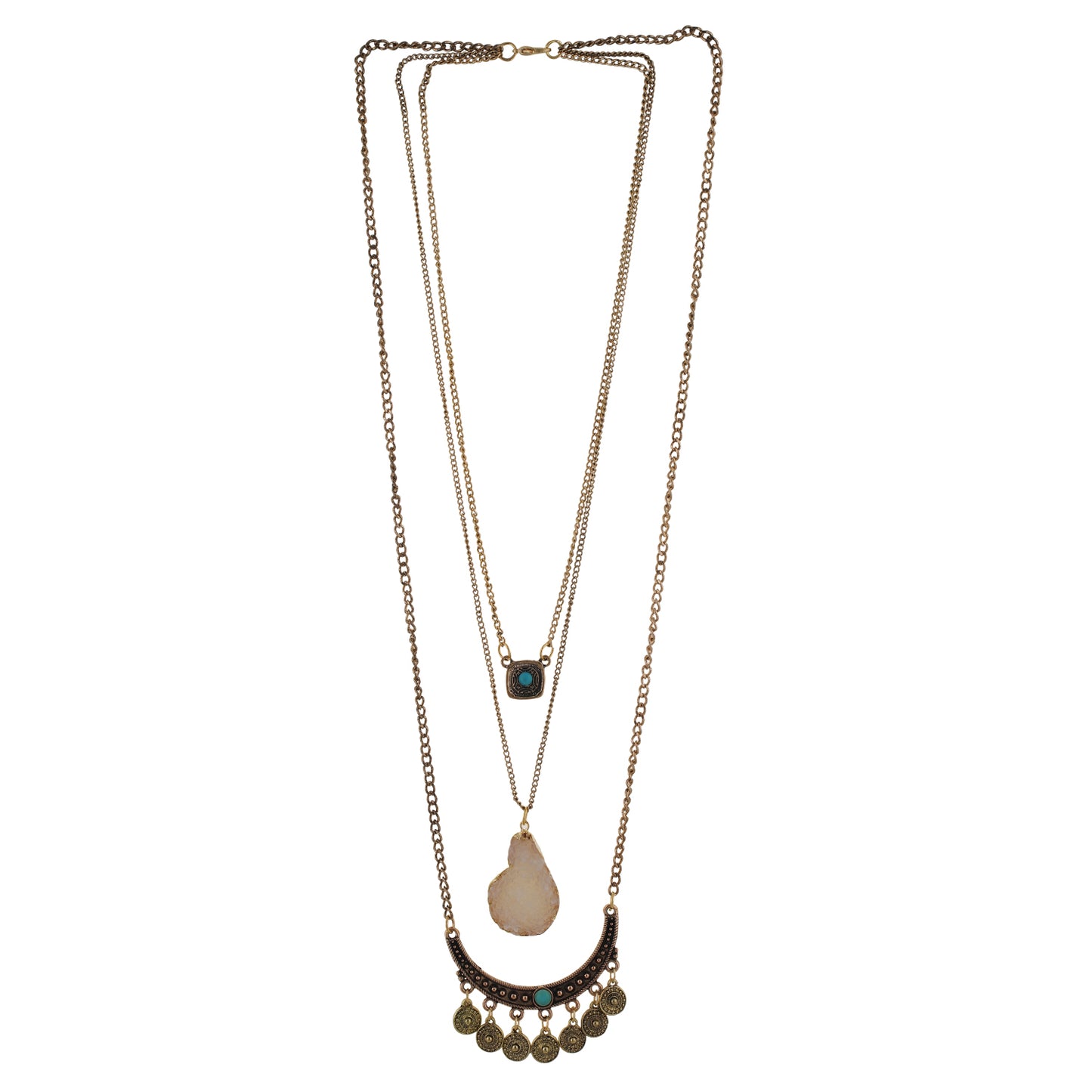 Oxide Gold colour Drop shaped design Necklace for girls and women