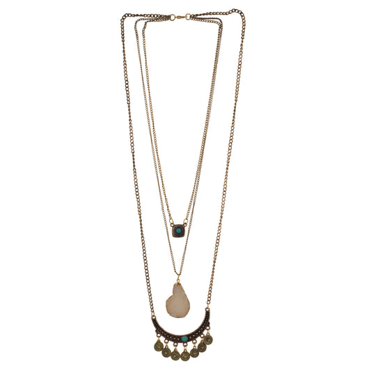 Oxide Gold colour Drop shaped design Necklace for girls and women