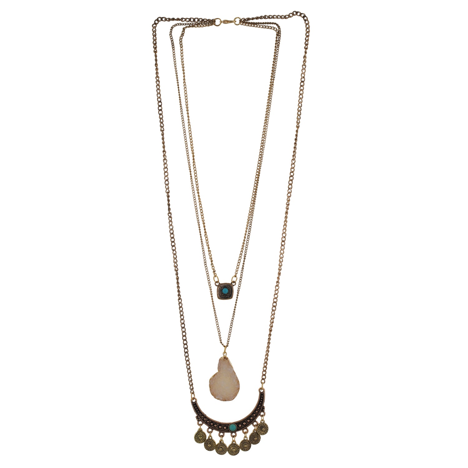 Oxide Gold colour Drop shaped design Necklace for girls and women