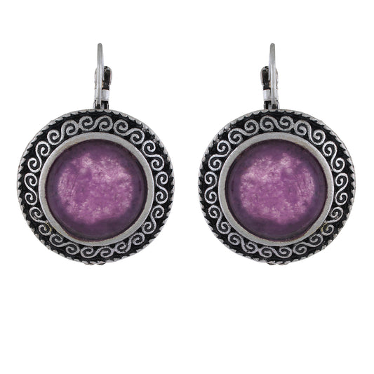 Amazing Purple and Oxide Silver Colour Round Shape Earring for Girls and Women