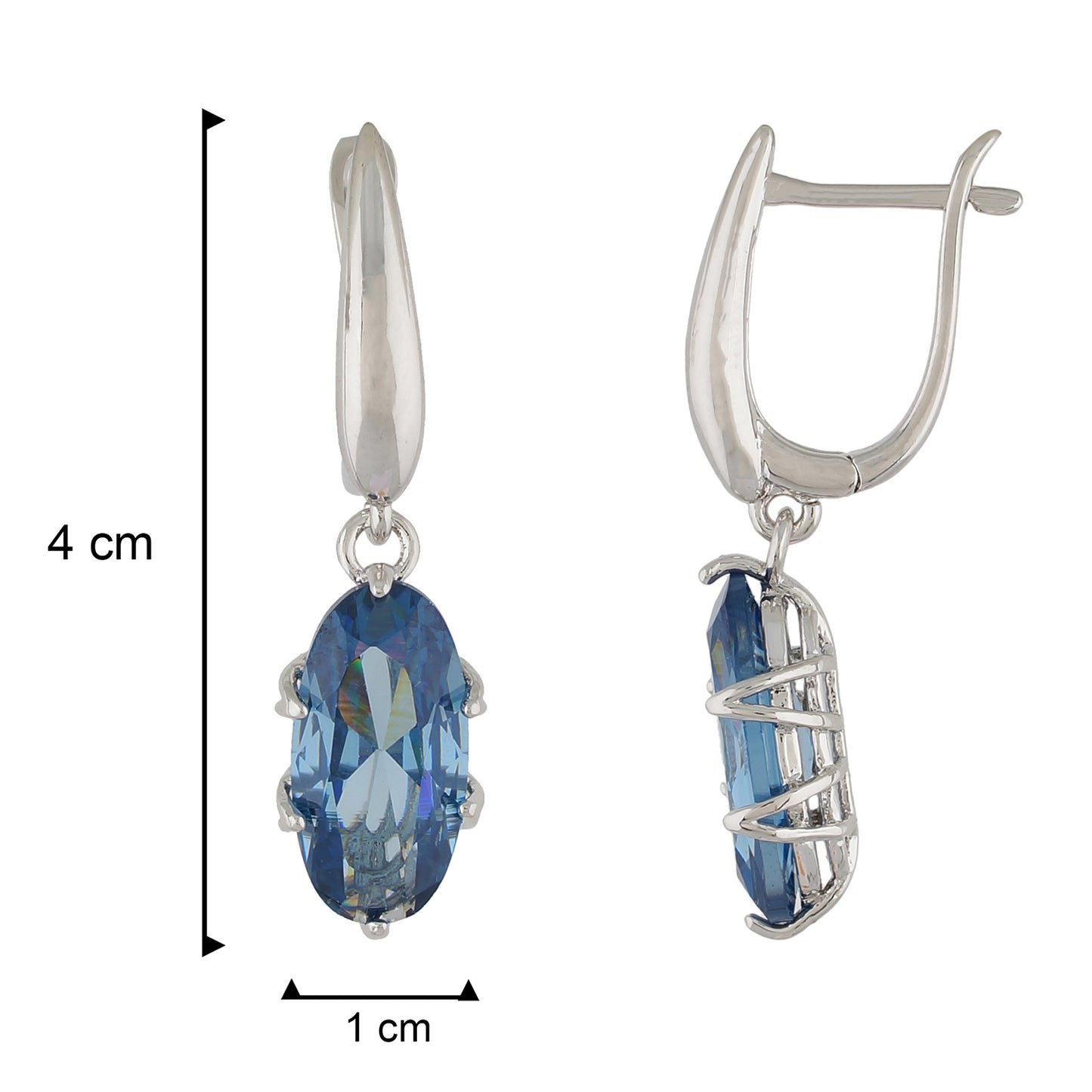 Impressive Blue and Silver Colour Oval Shape Earring for Girls and Women