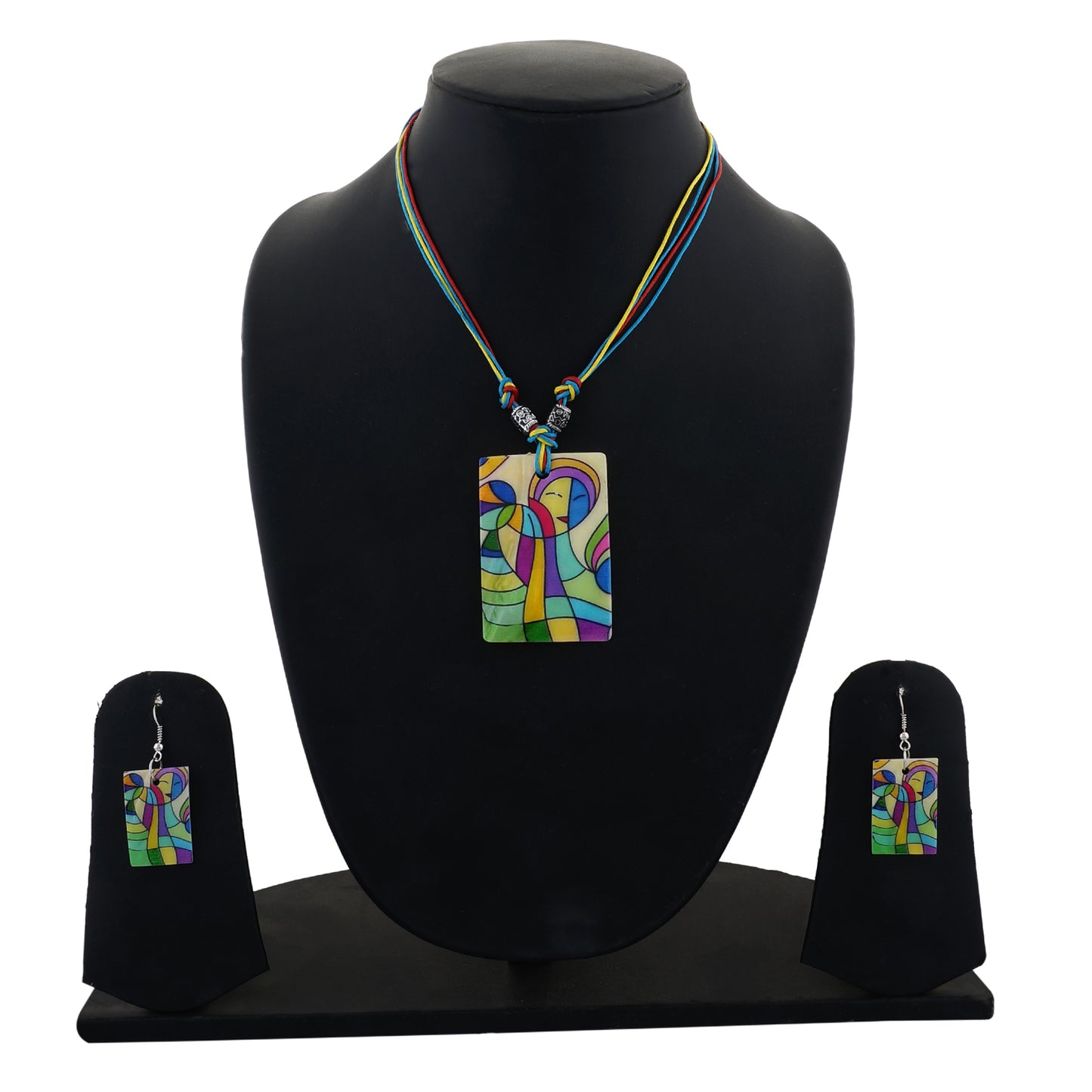 Multi colour Rectangular design Necklace Set for girls and women