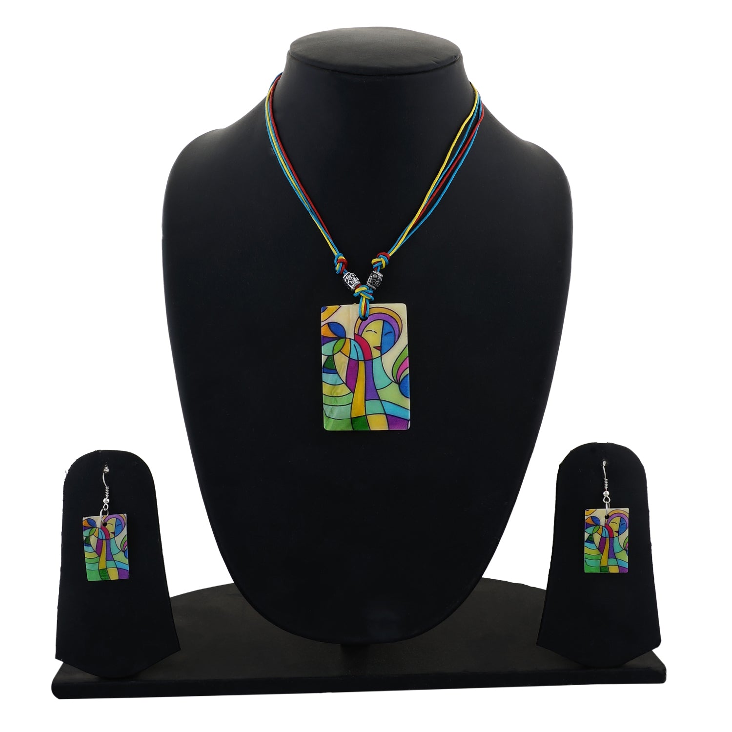 Multi colour Rectangular design Necklace Set for girls and women