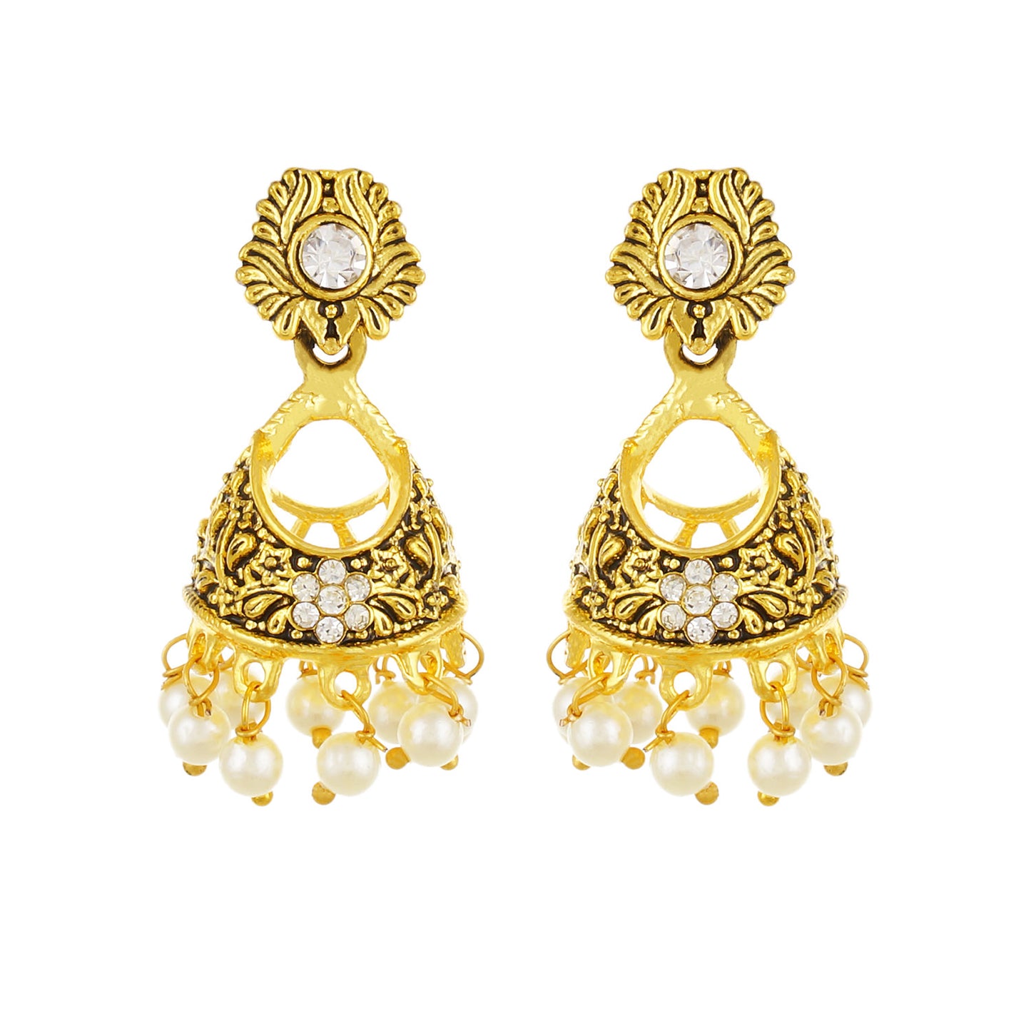 Gold plated Pearl Jhumki Earrings Fashion Imitaion Jewelry for Girls and Women