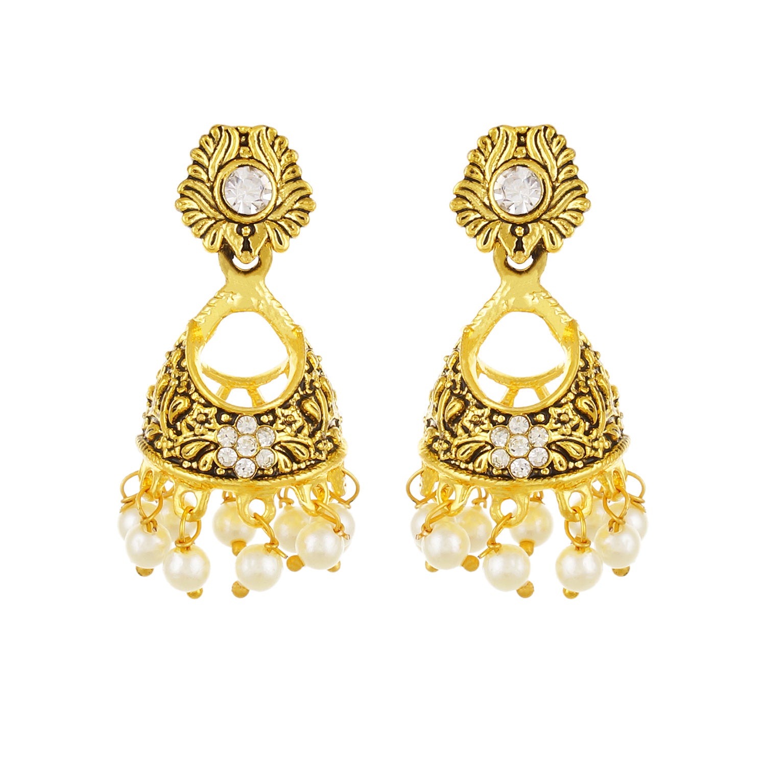 Gold plated Pearl Jhumki Earrings Fashion Imitaion Jewelry for Girls and Women