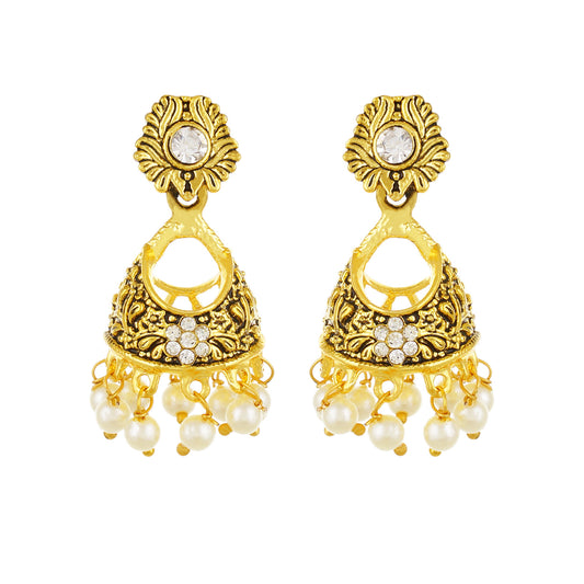 Gold plated Pearl Jhumki Earrings Fashion Imitaion Jewelry for Girls and Women