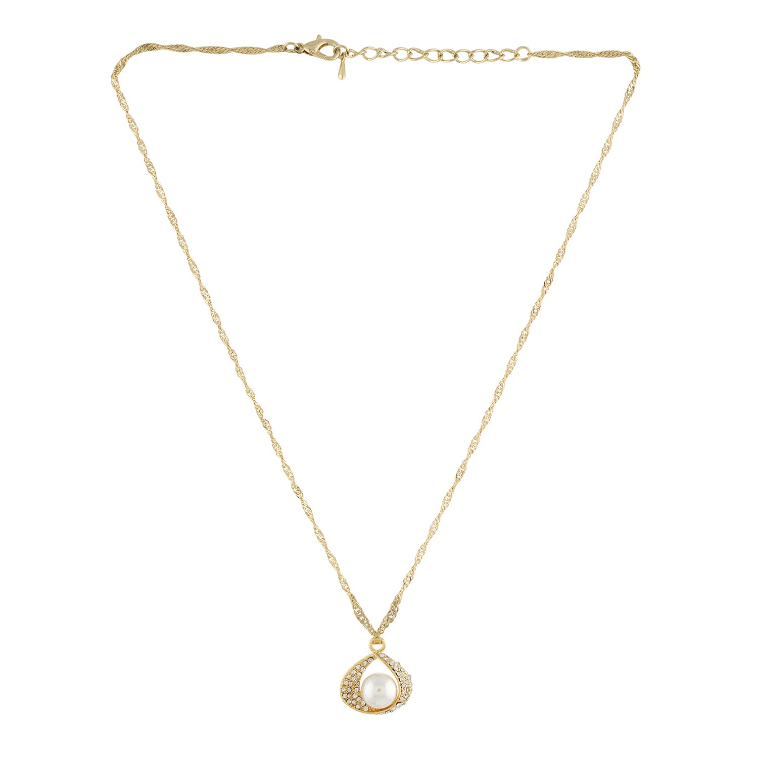 Gold Matinee  Pendant Set  With Hangings & Ring For Girls and Women