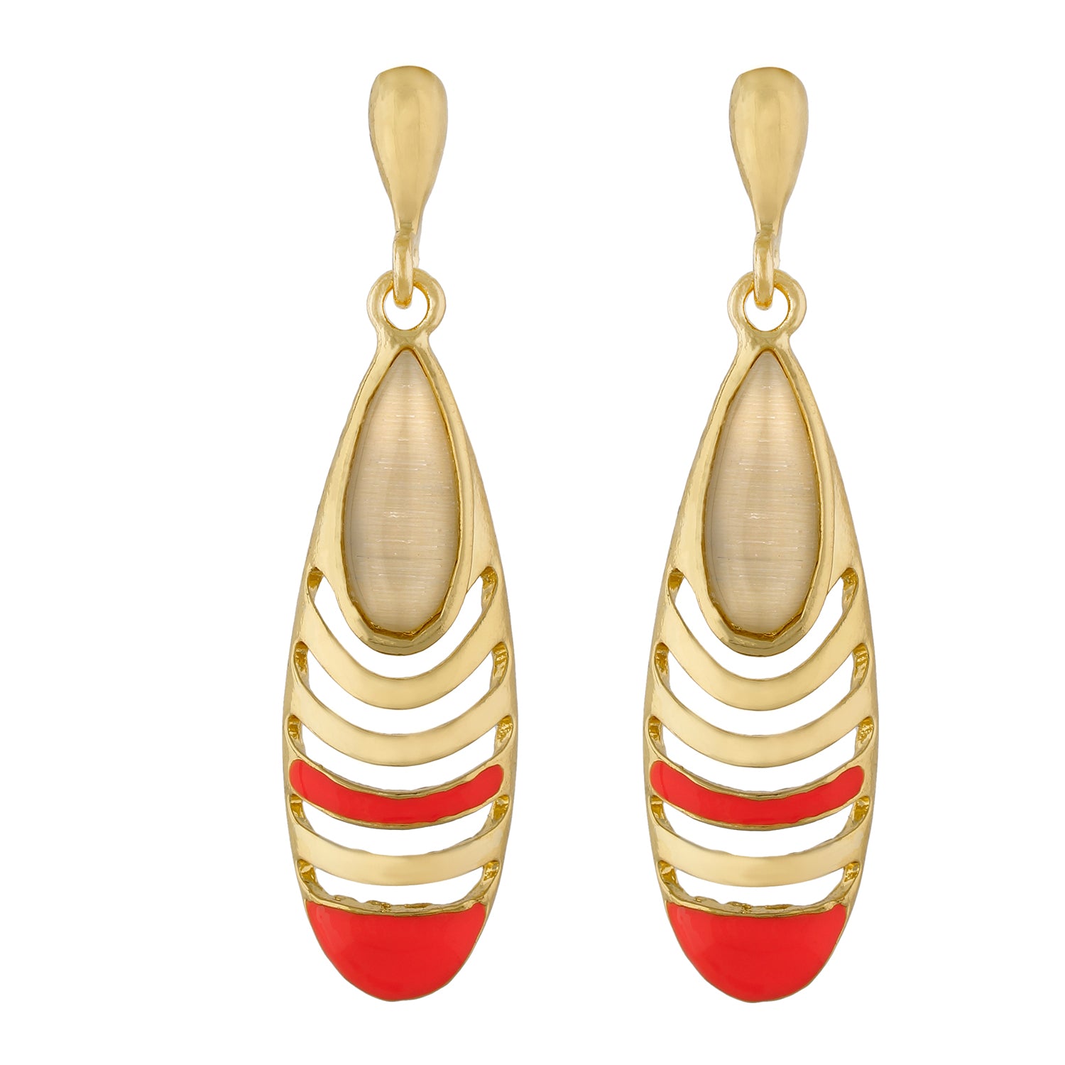 Trendy Pink and Gold Colour Drop Shape Earring for Girls and Women