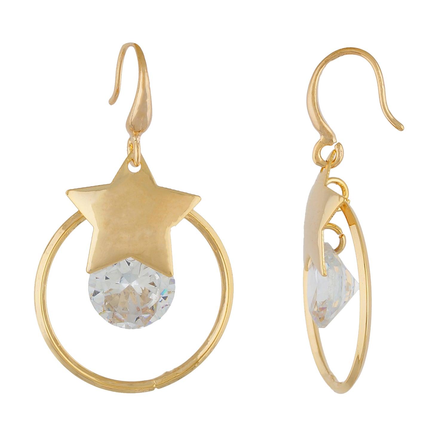 Trendy Gold Colour Star and Round Design Earring for Girls and Women