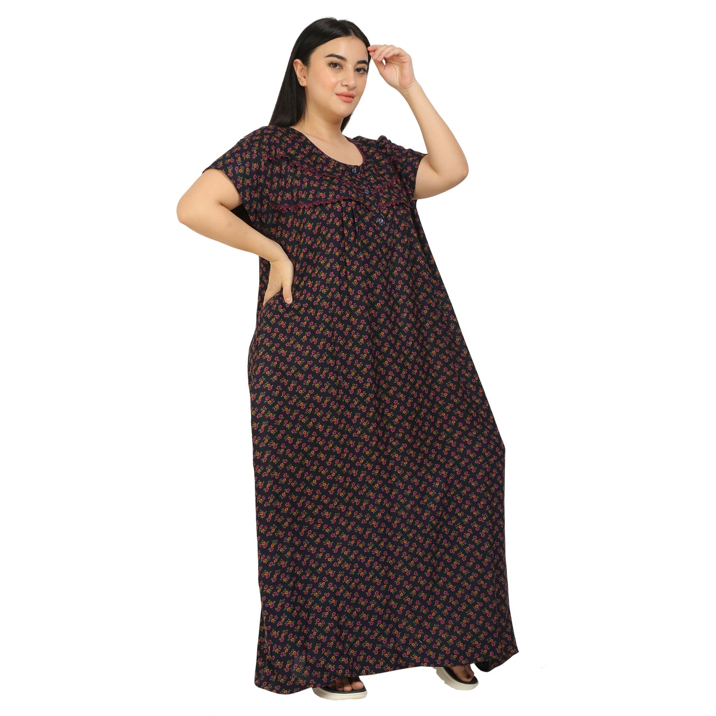 Printed Alpine Nighty For Women - Purple