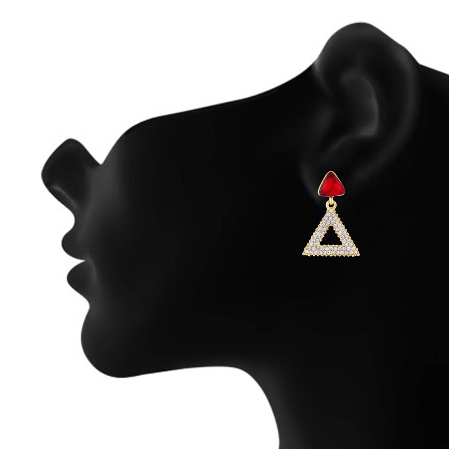 Incredible Red and Gold Colour Triangular Design Earring for Girls and Women