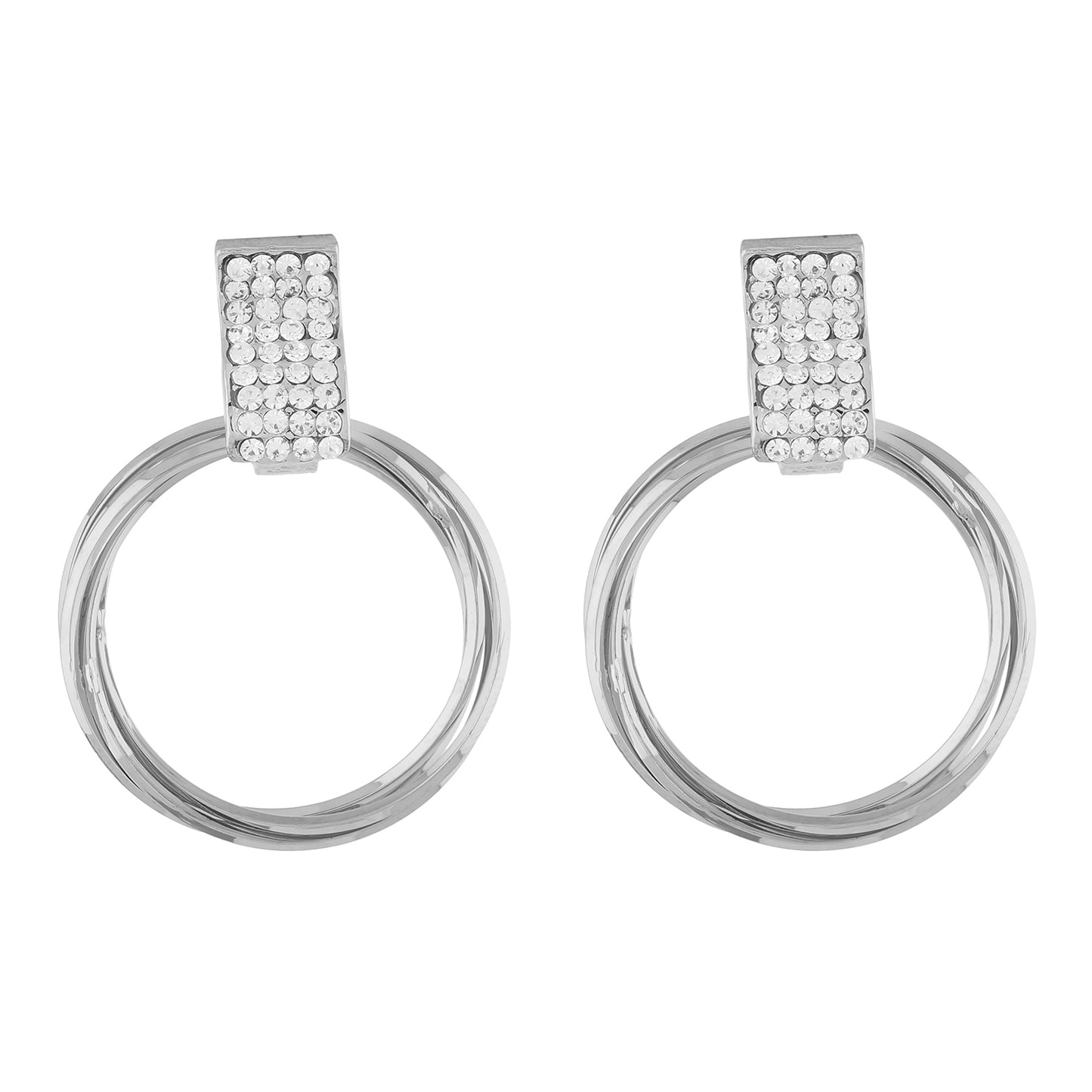 Classy Silver Colour Round Ring Design Earring for Girls and Women