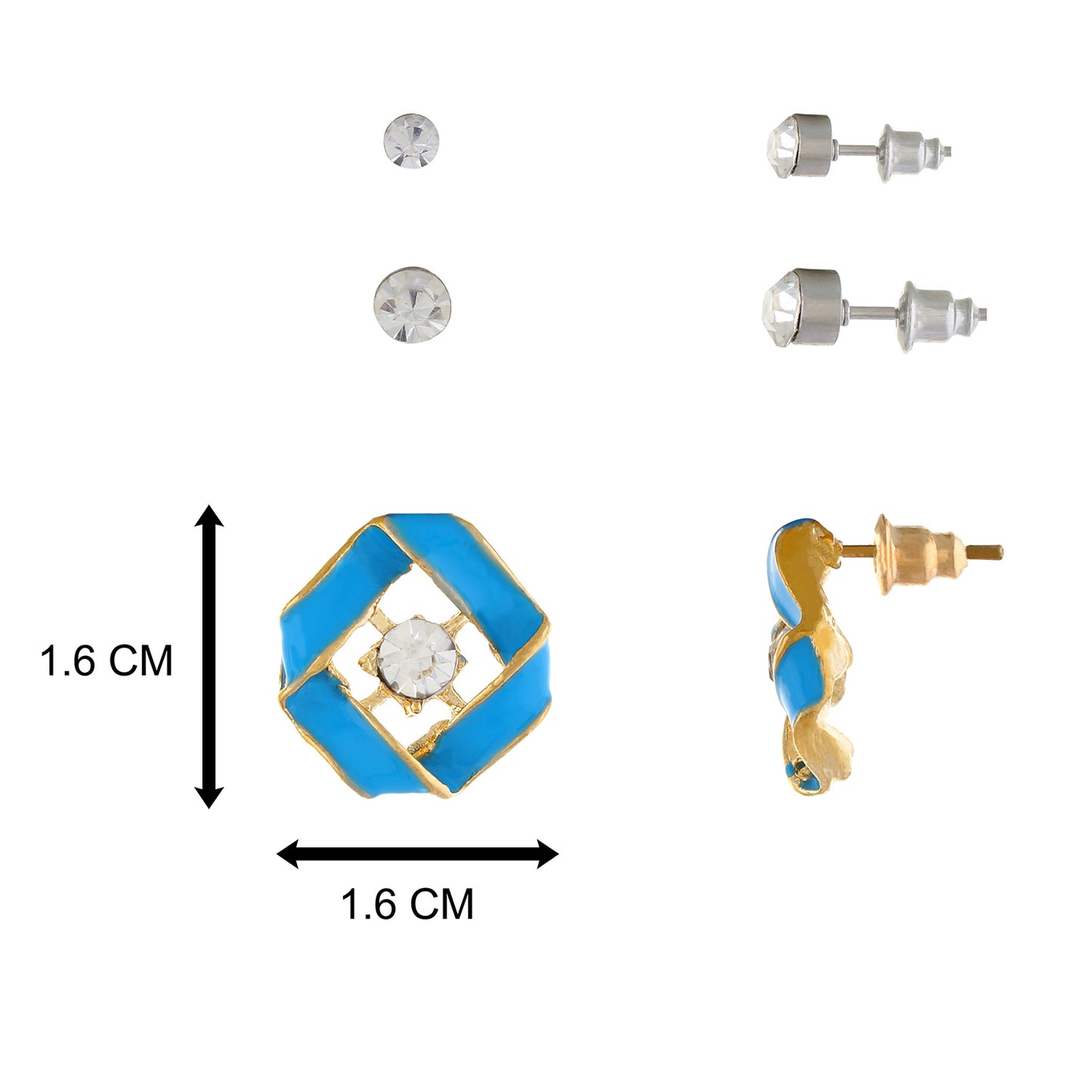 Blue colour Geometrical design Studs for girls and women