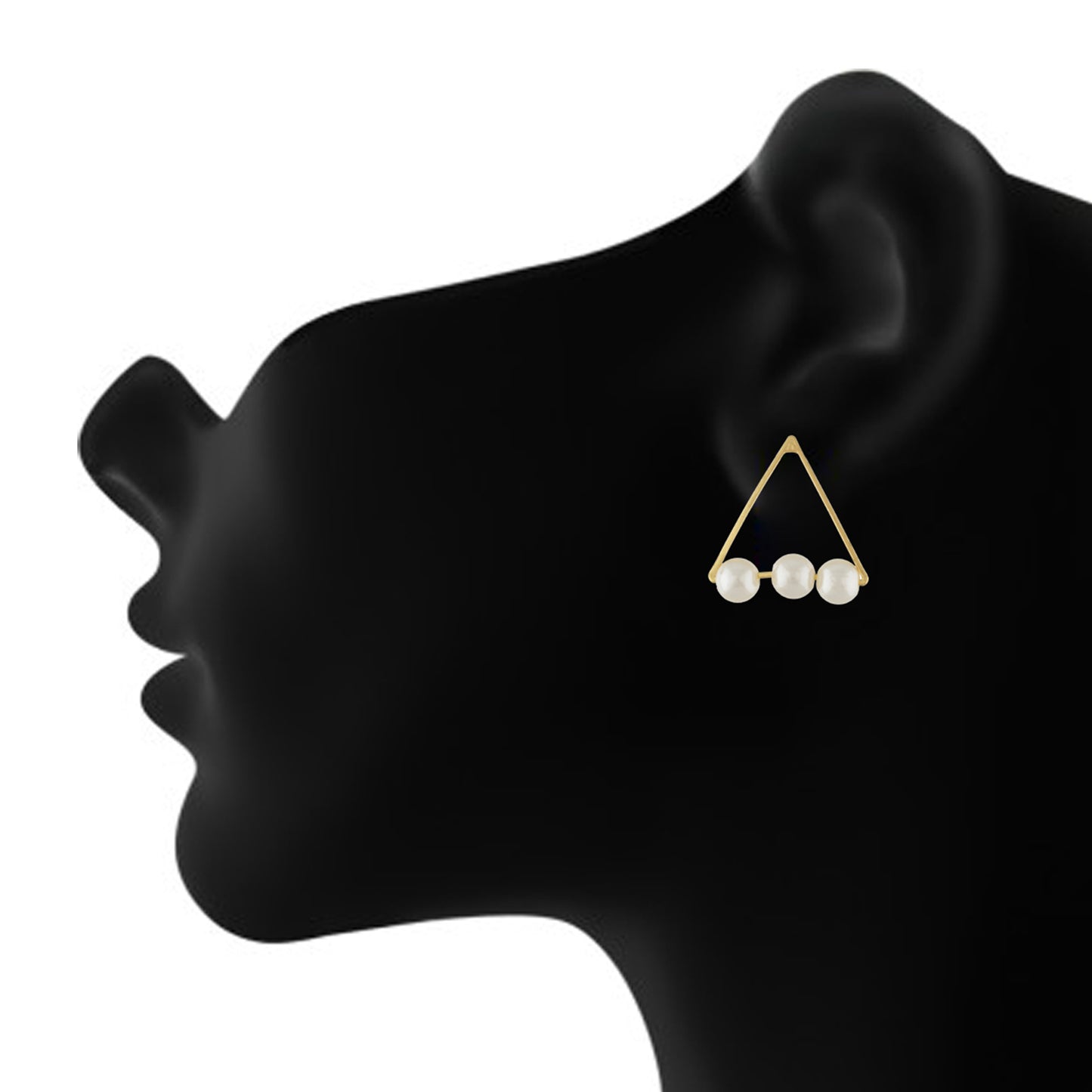 Stunning Gold Colour Triangular Design Pearl Earring for Girls and Women