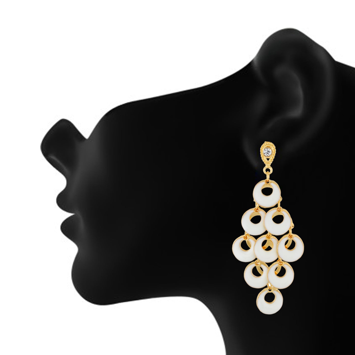 Dashing White and Gold Colour Bunch of Circles Design Earring for Girls and Women